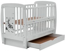 Дитяче ліжко Babyroom Giraffe маятник, ящик, відкидний бік DJMYO-3 бук grey